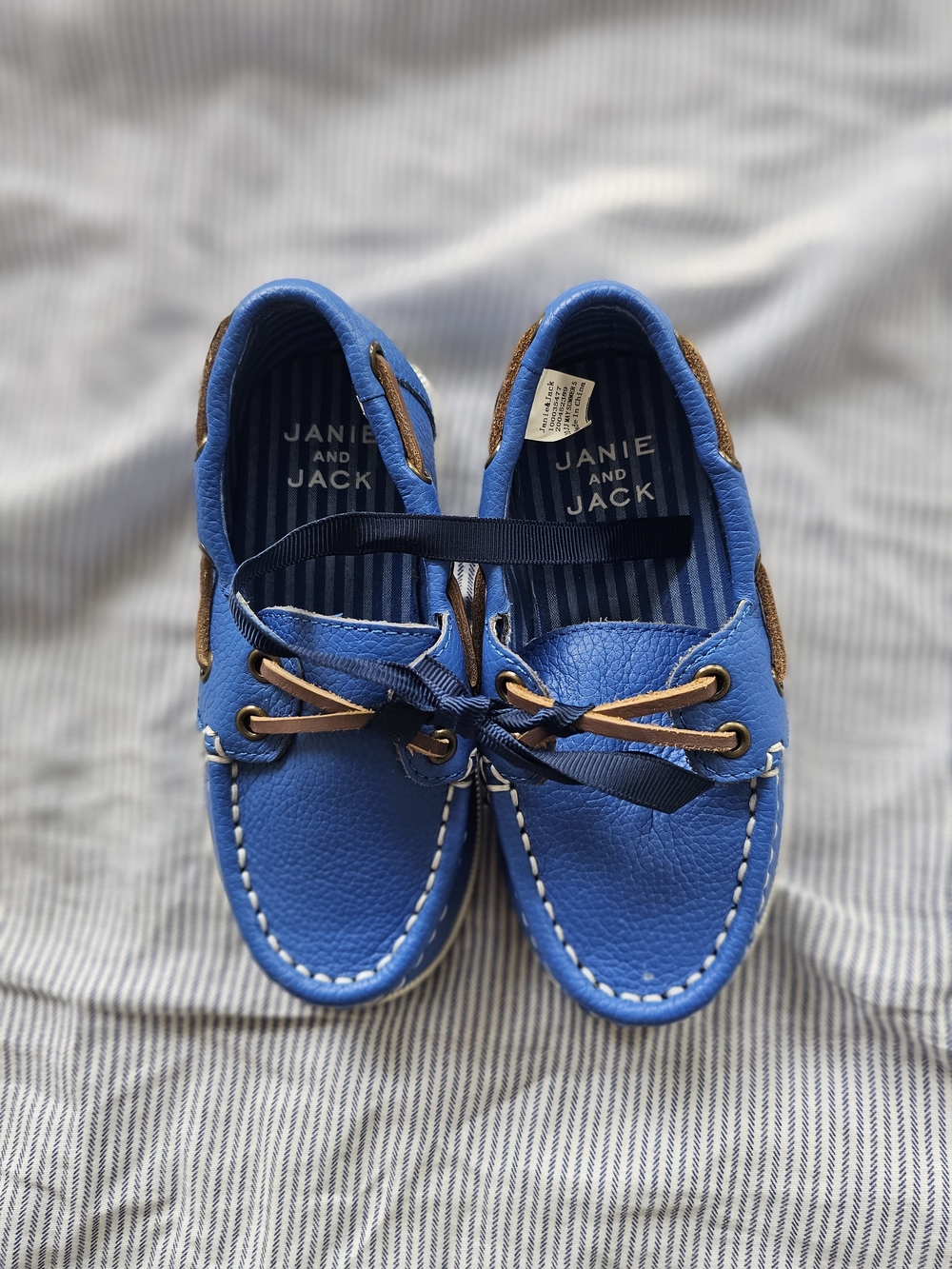 Janie and Jack Boys' Blue Moccasin Boat Shoes